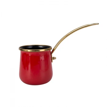 

Red Turkish Coffee Pot Milk Pot Cookware Pot Decorative Utensils Wooden Handle English Cuisine Water Pot 350 ml