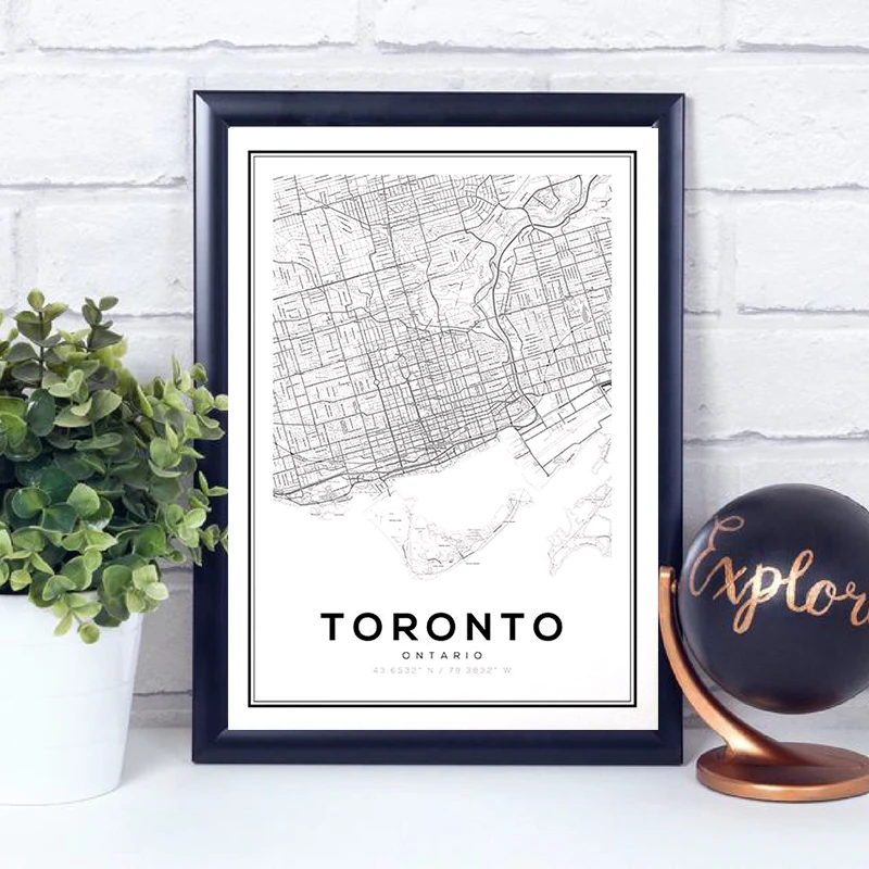 Toronto-Ontario-Map-Print-Travel-Poster-Canada-City-Coordinates-Typography-Wall-Art-Pictures-Canvas-Painting-Modern