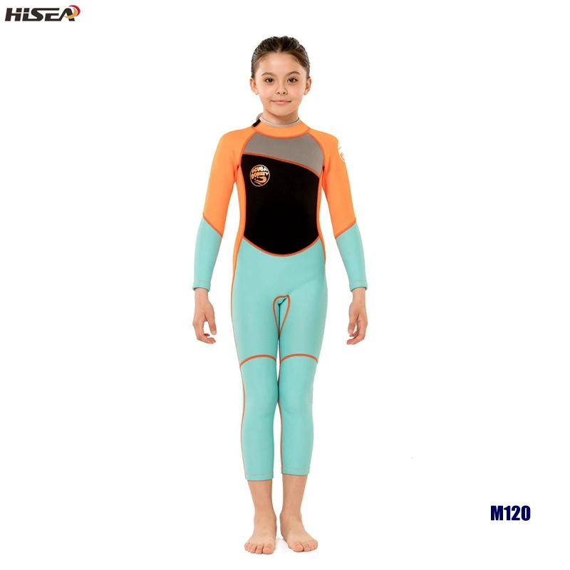 Hisea Kids 2,5 мм теплые неопреновые гидрокостюмы SCR детский плавательный эластичный Дайвинг костюм Мальчики Девочки Рашгард для серфинга пляжная игра - Цвет: M120