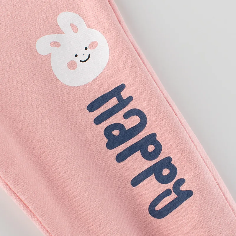 Spring Autumn Cotton Girls Trousers Rabbit Cartoon Kids Sport Long Pants HK508