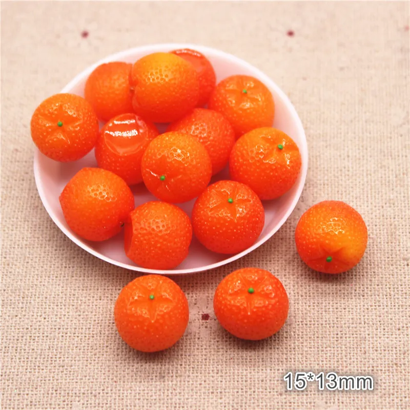 10Pcs Cute Resin Fruit Orange Simulate Miniature Food Flatback Cabochons DIY Jewelry Craft Phone Decoration Accessories