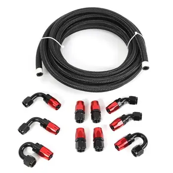 

5m/16ft Braided Fuel Line 6AN Oil Gas Fuel Hose End Fitting Adapter Kit