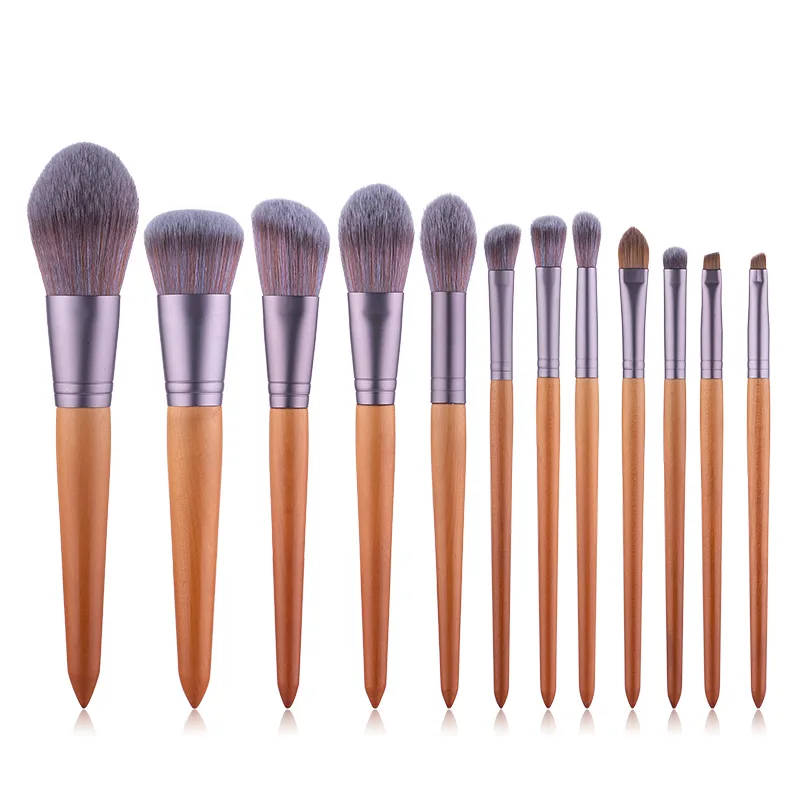 

Xin zhi yi pin 12-piece Make-up Brush Set Original Wooden Handle High-End Fiber Hair Wood Color Conure Makeup Brush