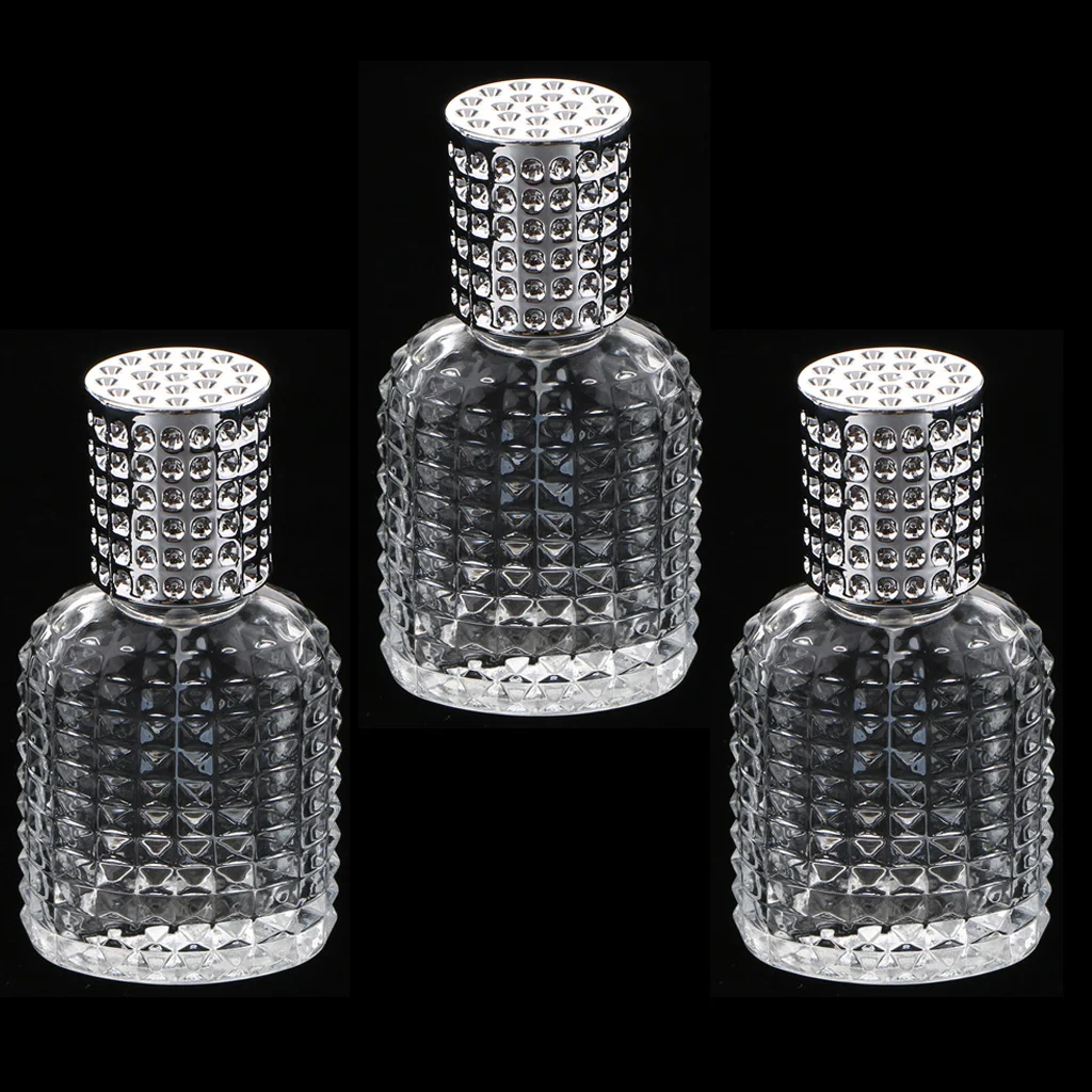 3pcs Crystal Glass Pineapple Design Empty Refillable Perfume Fragrance Spray Bottle Travel Size