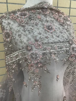 

Nigerian French Lace Fabric for party dress Newest JIANXI.C-586815 African Net Lace Fabric with beads