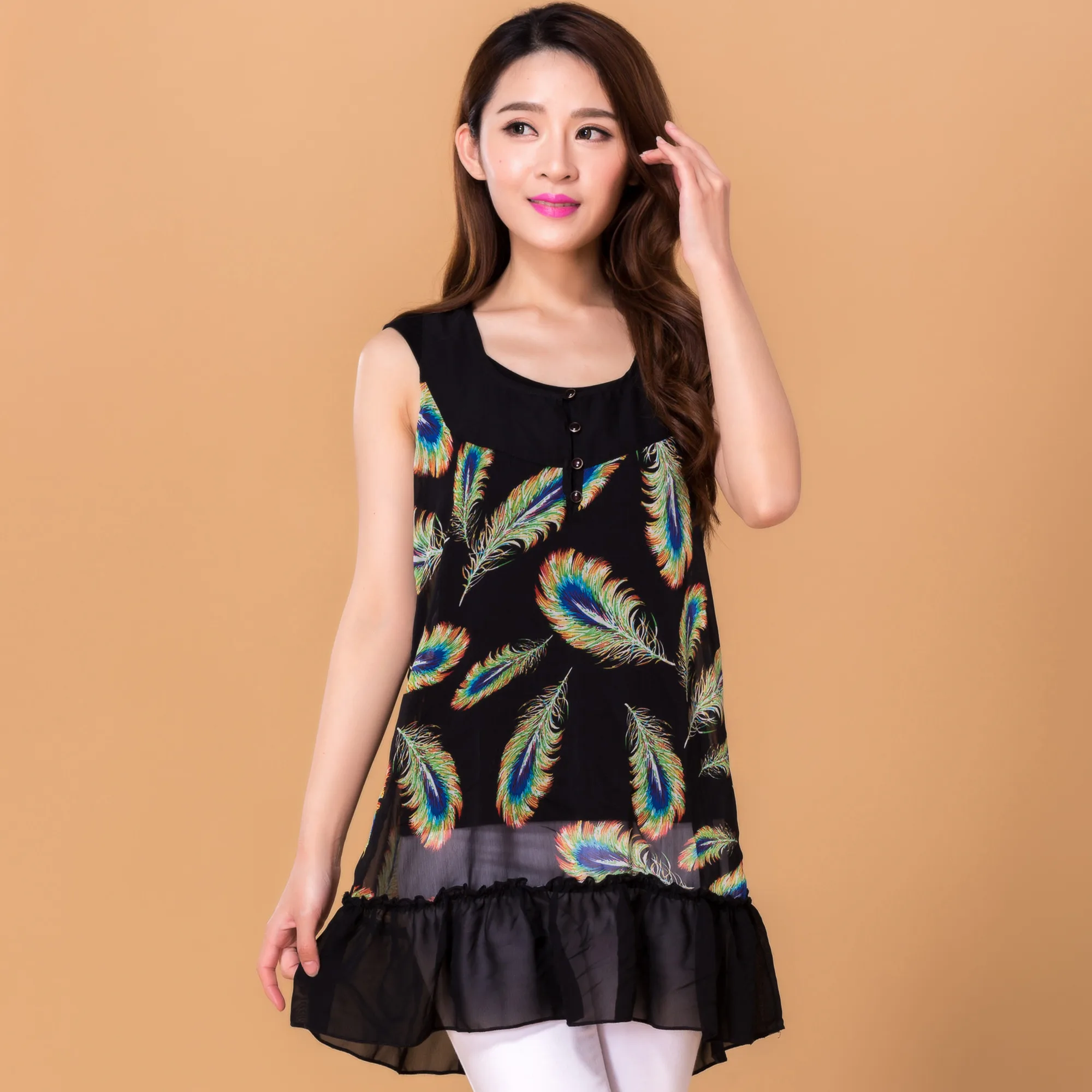 Модная женская шифоновая рубашка жилет TC в повседневном стиле для девушек летние