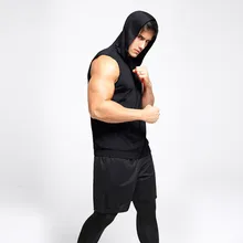 Мужская быстросохнущая майка без рукавов летний облегающий дышащий спортивный пуловер для фитнеса бодибилдинга мужская майка с капюшоном на каждый день