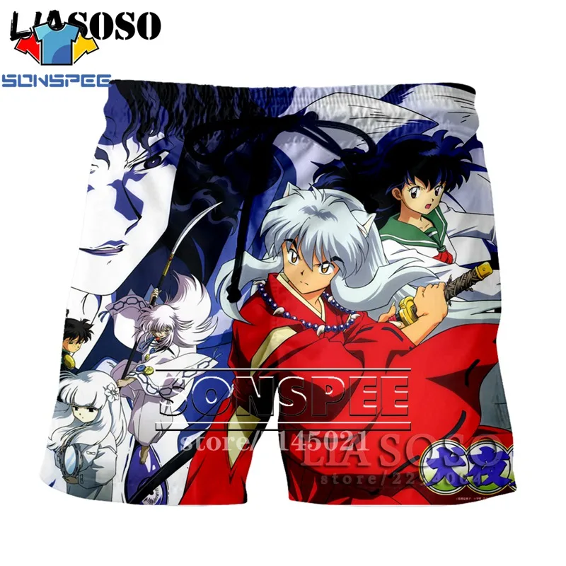 Армейский зеленый SONSPEE, 3D принт, аниме, Inuyasha, мужские, женские, дышащие, пляжные шорты, летние, для фитнеса, штаны, повседневный стиль, качественная спортивная одежда, D09 - Цвет: Армейский зеленый