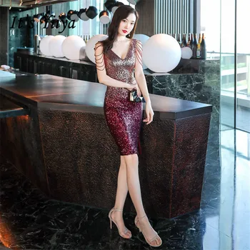 

It's Yiiya Prom Dress Backless Sequined A-Line Sleeveless Prom Dresses 2020 Zipper Beading Vestidos De Gala DX259