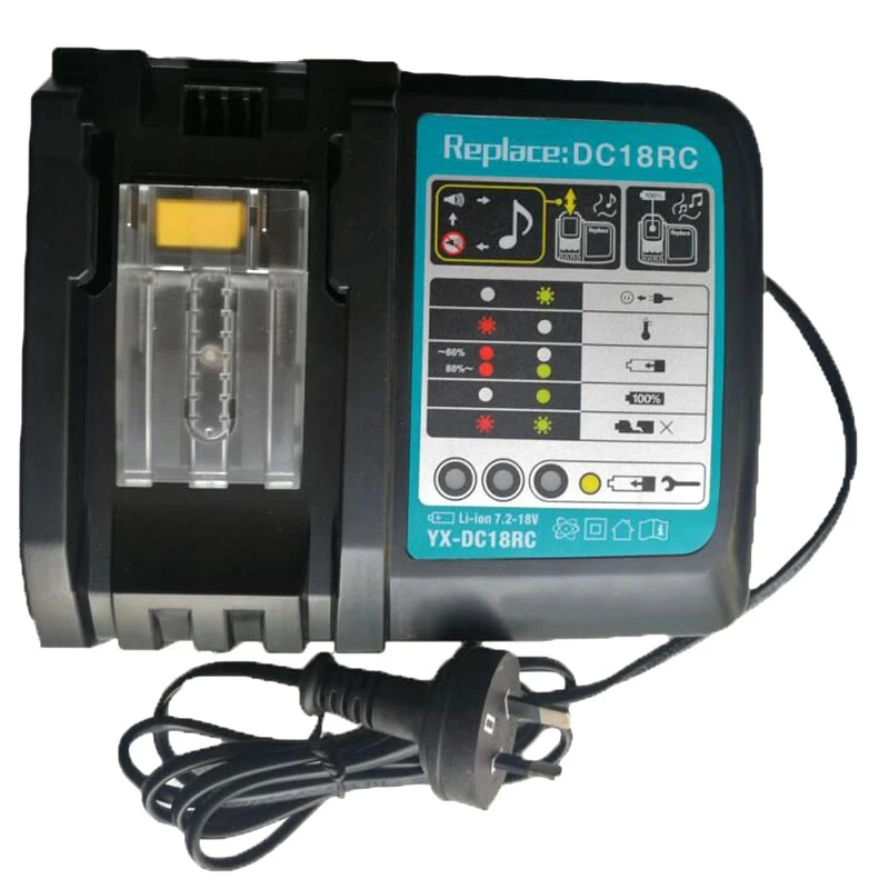 

Li-Ion Battery Charger 3A Charging Current For Makita 14.4V 18V Bl1830 Bl1430 Dc18Rc Dc18Ra Power Tool Dc18Rct Charge Eu Plug