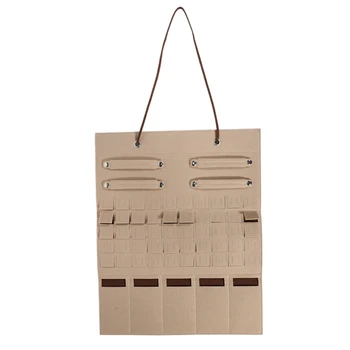 

NEW-Felt Sunglasses Jewelry Organizer Storage, Hanging Storage Holder Wall Pocket Mounted,Jewelry Display Storage Bag,Camel