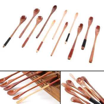

Wooden Spoon Long Handle Spoon For Eating Teaspoon Catering Kids Spoon Rice Soup Kitchen Cooking Utensil Tool Soup Kitchenware