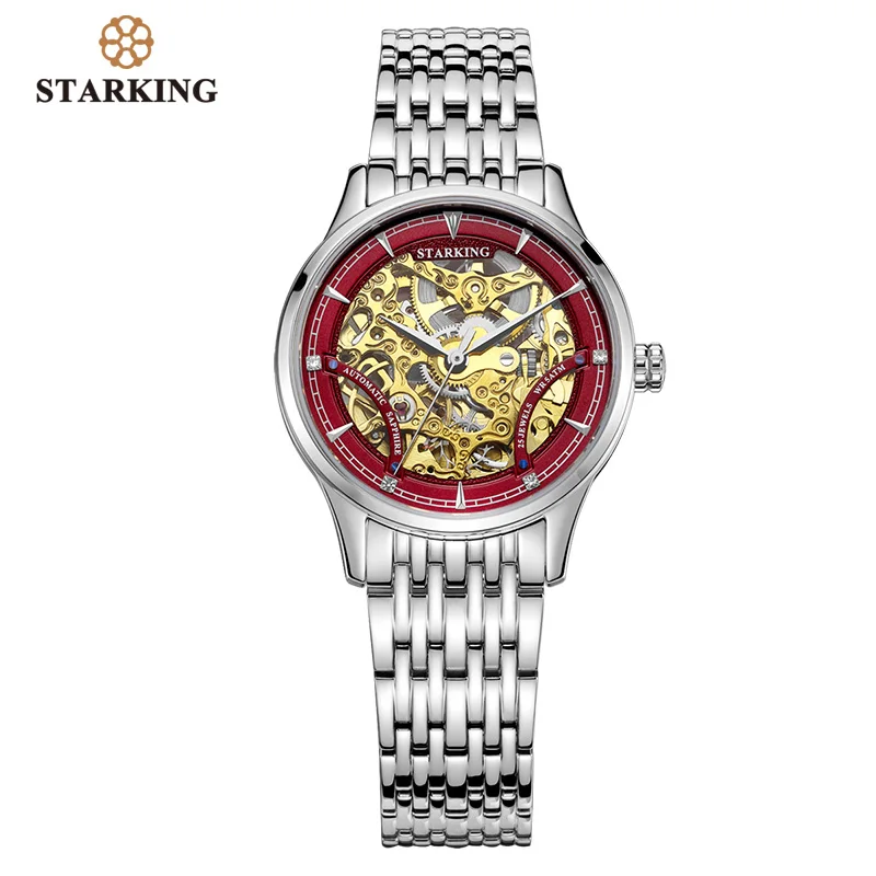 RED GOLD WATCH STARKING часы женские брендовые Роскошные автоматические женские часы механические Женские часы с золотым скелетом Relogios наручные часы подарок для дам - Цвет: RED GOLD WATCH