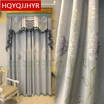 

Modern luxury 3D embroidered gray blackout curtains for living room windows high quality custom curtains for bedroom apartments
