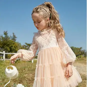 

Luxury Elegant Cute Kids Girls Princess Formal Dress Floral Lace Ruffles Dress Birthday Wedding Party Dress Girl Ball Gown