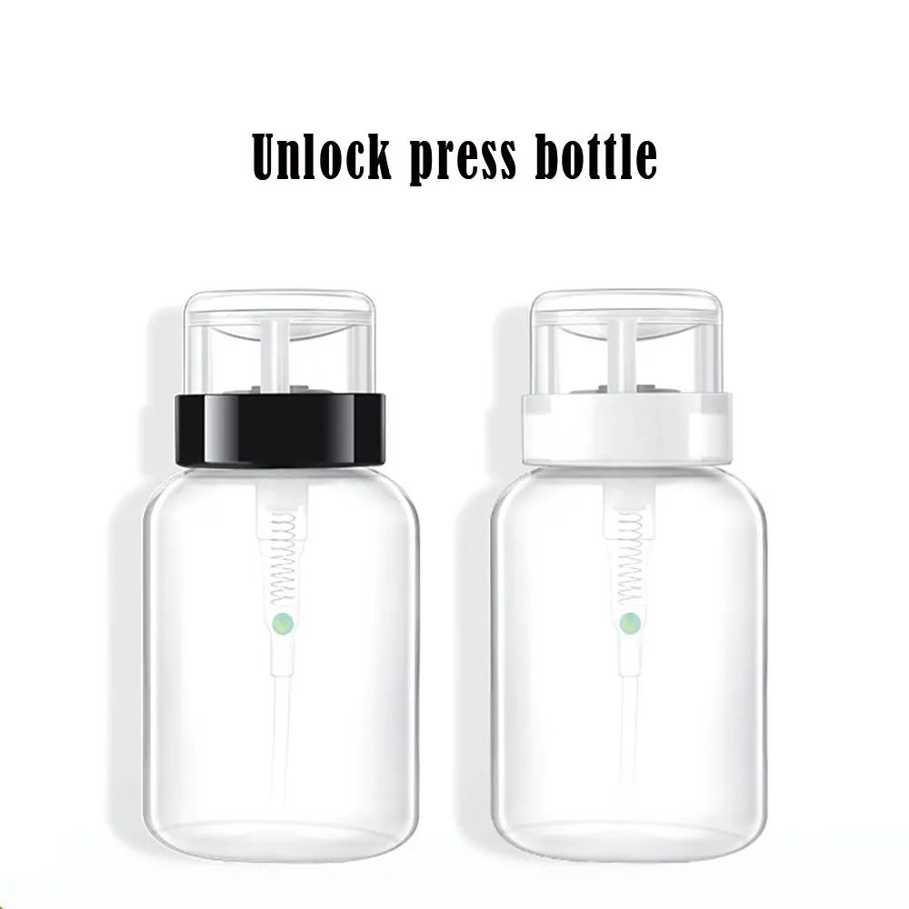 

1pc 200ml Transparent Nail Polish Water Unloading Water Cleaning Liquid Sub-bottle With Lock Press Bottle Cosmetic Containers