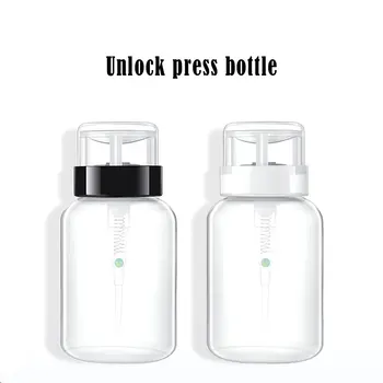 

1pc 200ml Transparent Nail Polish Water Unloading Water Cleaning Liquid Sub-bottle With Lock Press Bottle Cosmetic Containers