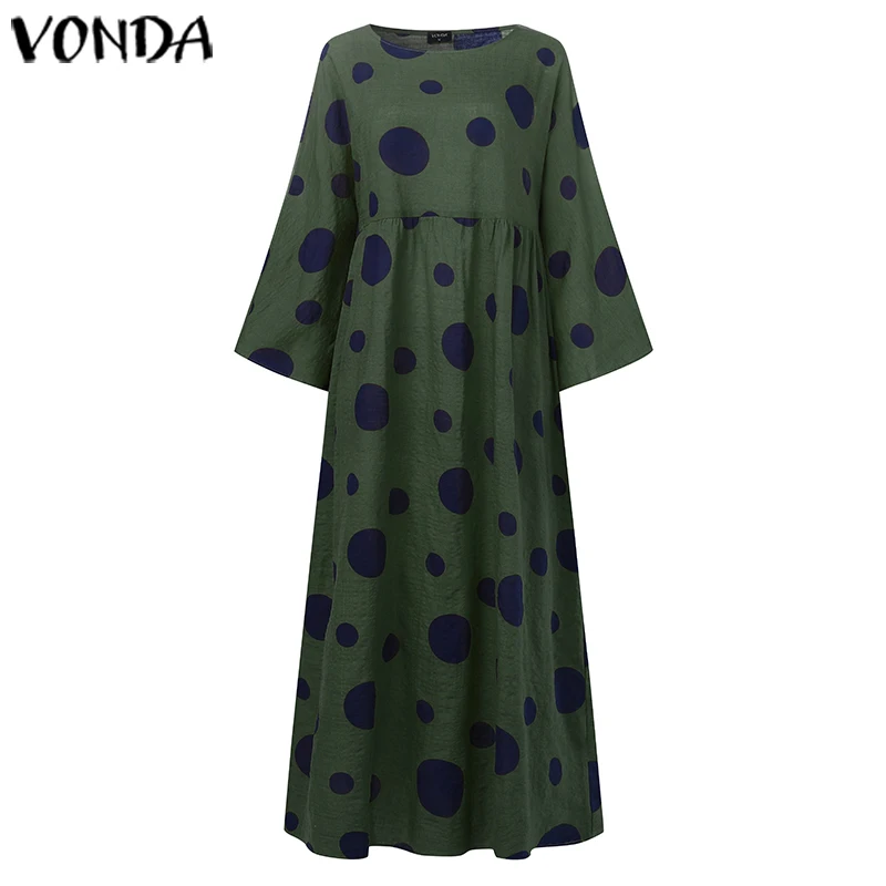 VONDA/осеннее платье для беременных; коллекция года; женское Повседневное платье с круглым вырезом и рукавами «летучая мышь»; платья для вечеринок; свободные Весенние платья; Femme; пляжный сарафан; S-5XL