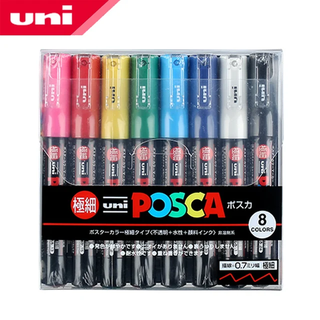 8 Colors Set Mitsubishi Uni Posca PC-1M Paint Marker-Extra Fine Bullet Tip-0.7mm 8 colors Art Markers Office & School Supplies 8 Colors