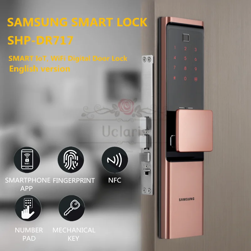 

2021 For SAMSUNG huella Digital Cerradura para puerta con Wifi mucho sin llave SHP-DR708/SHP-DR717 inglés versión Eurp Moritse