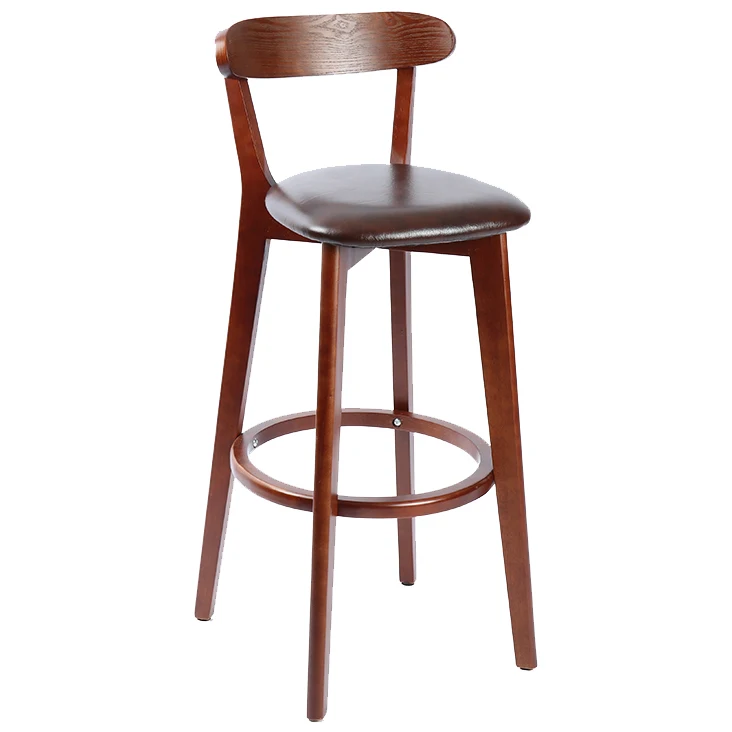 

Solid wood Nordic bar chair modern minimalist home bar stool backrest high stool dining table chair retro bar stool