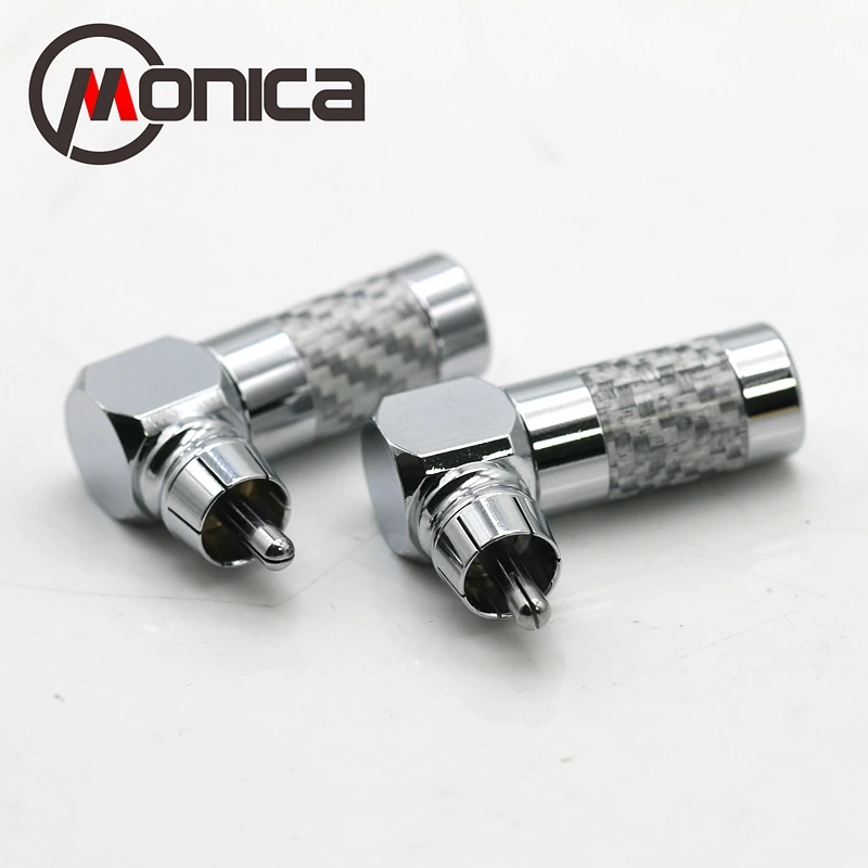 Моника MR-09 из чистой меди покрытый родием, RCA локоть углеродного волокна аудио сигнальная линия 90 градусов разъем «тюльпан»