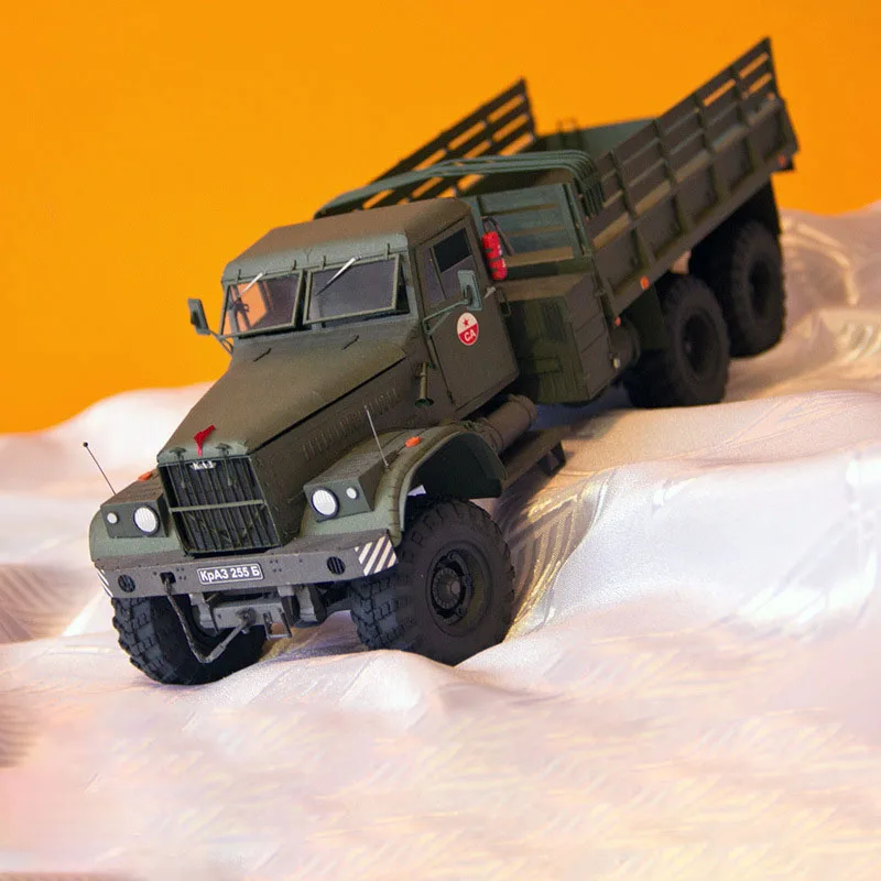 1:25 Kraz-255B военный грузовик DIY 3D бумажная карточка Модель Строительный Набор Обучающие игрушки Военная Модель Строительная игрушка