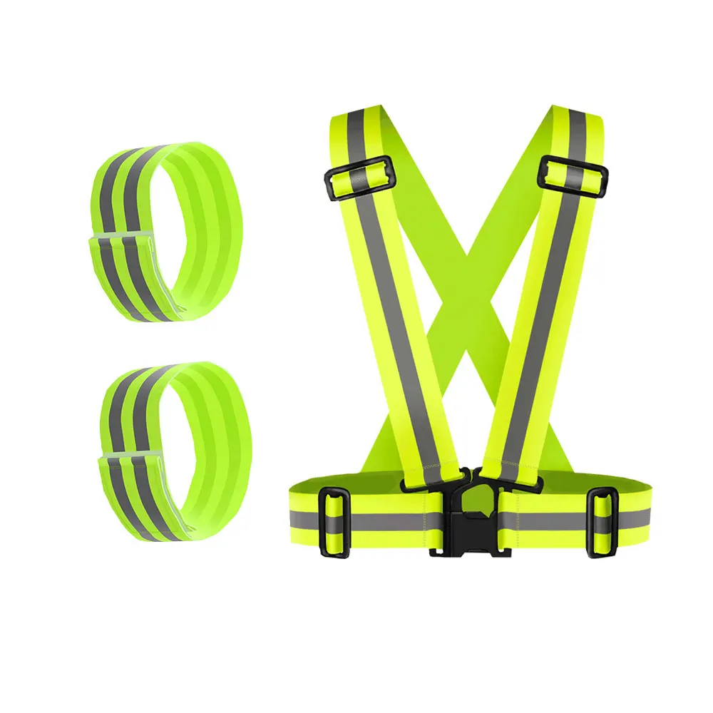 

Reflective Vest with 2PCS Reflective Armbands, Adjustable Elastic Safety Vest Outdoor sports for Running Cycling Walking