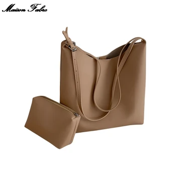 

Maison Fabre Women's Fashion Hasp Pure-Colour Retro Composite Casual Shoulder Bag Large Capacity Bucket Bag Coin Bag