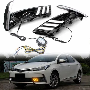 

Pair Car Blinker Indicators Waterproof LED DRL Turn Signal Light Daytime Running Driving Work Lamp for Toyota Corolla Altis 2017