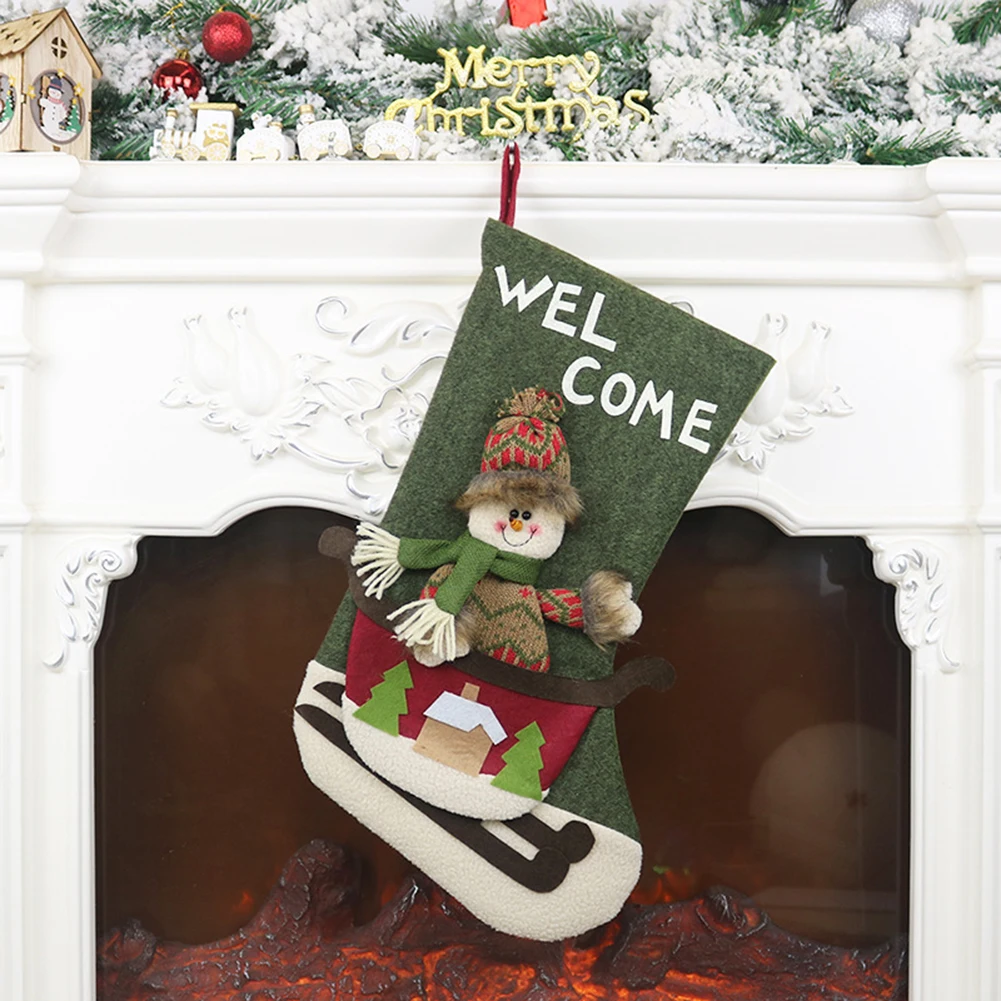 

Christmas Stocking Hanging Ornaments Candy Apple Gift Bag Sock For Home Xmas New Year Party Pendant Decoration Supplies