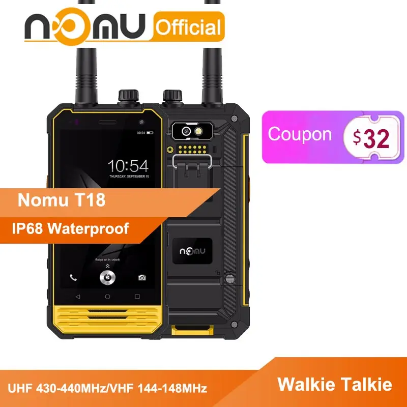 

Nomu T18 IP68 Waterproof Smartphone MTK6737T Quad Core 5200mAh Shockproof Cell Phone 3GB RAM 32GB ROM Rugged phone Walkie Talkie