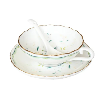 

Turkish Coffee Cups Set Ceramic Flower Tea Cups and Saucer Sets Small Spoon Simple Vintage Taza Ceramica Royal Tea Cup AC50BD