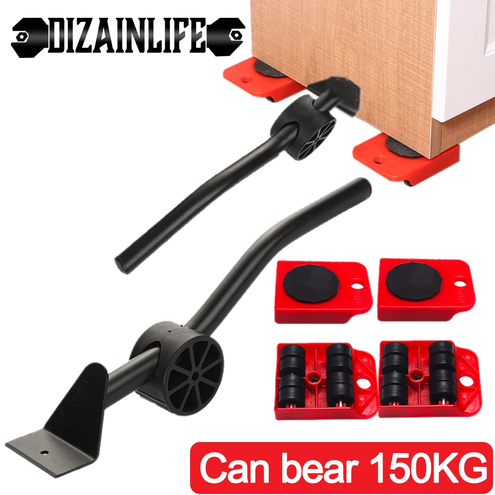 5PCS/Set Professional Furniture Transport Lifter Tool Set Furniture Mover Wheel Bar Roller Device Heavy Stuffs Moving Hand Tools-0