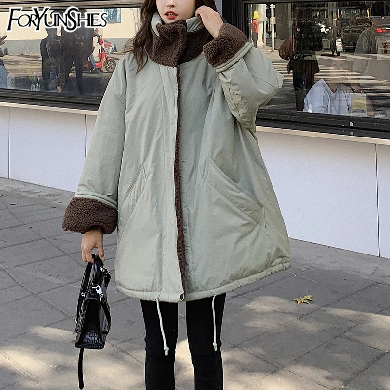 FORYUNSHES женские зимние теплые толстые парки 2020 Осень корейский стиль Femme мех