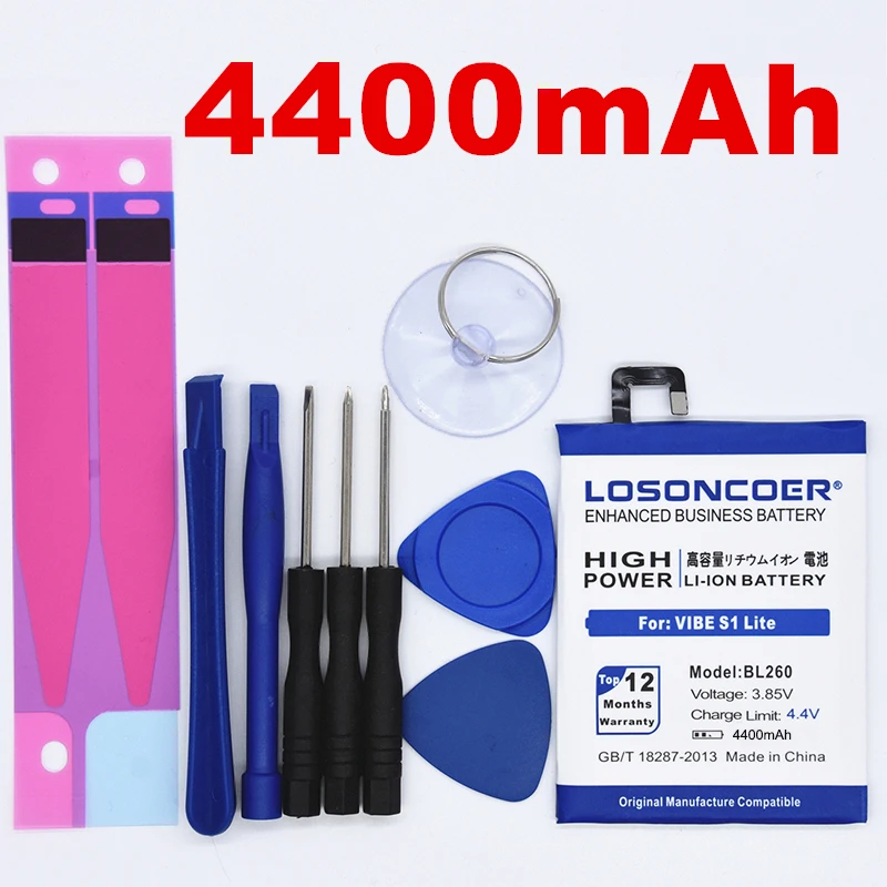 

LOSONCOER 4350mAh BL260 Battery for Lenovo VIBE S1 Lite S1c50 S1a40 High Quality Battery with Tracking Number