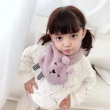 Детский зимний кашемировый шарф из овечьей шерсти, милый теплый шарф с вышитым медведем