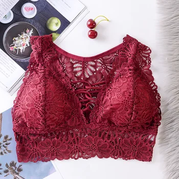 

Comfortable New Fashion Women Tank Crop Top Seamless Underwear Deep V Female Crop Tops Lingerie Sexy Padded Lace Camisole