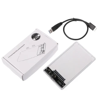 

2.5\" USB 3.0 SATA HDD Hard Disk Drive External Enclosure Full Transparent Case