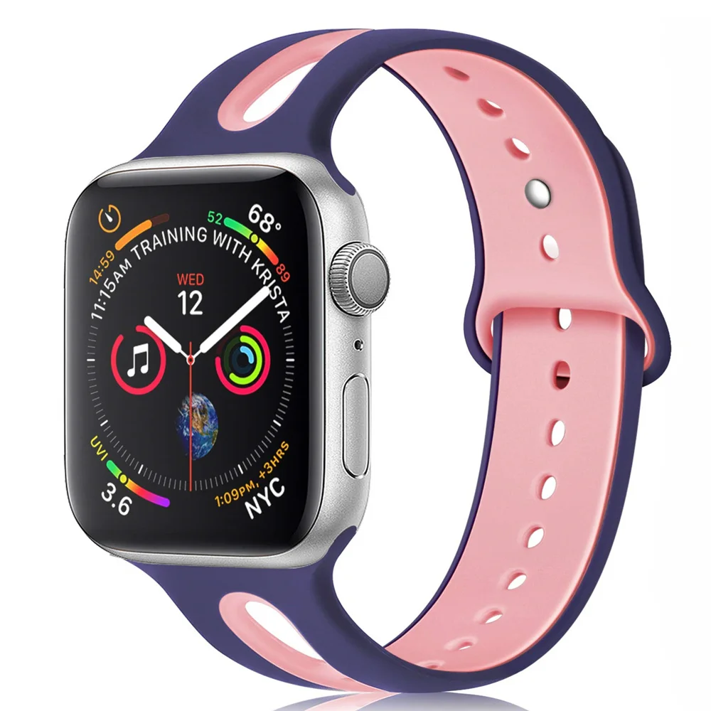 Silicone Strap For Apple Watch Band 44 Mm 40mm IWatch 38mm 42mm Breathable Sport Watchband Bracelet 5 4 3 2 1 | Наручные часы