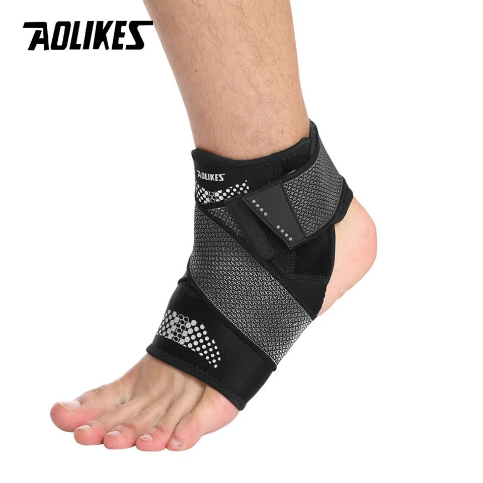 AOLIKES один L/XL спортивный фиксатор для голеностопа протектор компрессионная Лодыжка Поддержка колодки эластичный нейлоновый ремешок брекет для футбола баскетбола - Цвет: Gray for right