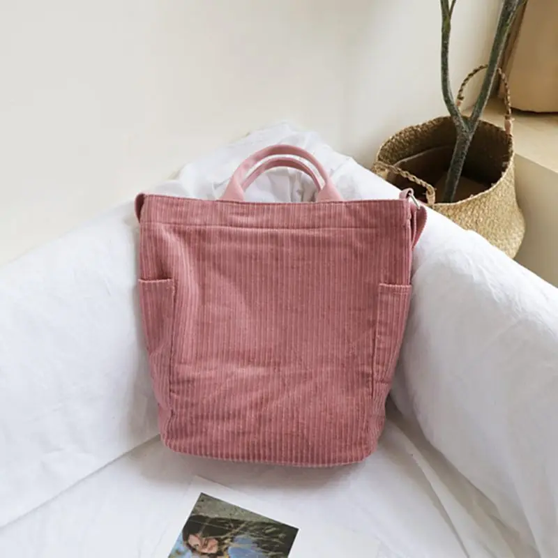 Large Capacity Cloth Handbag Tote Female Crossbody Messenger Bags Ladies Simple Canvas Purses Women Corduroy Shoulder Bag KL768