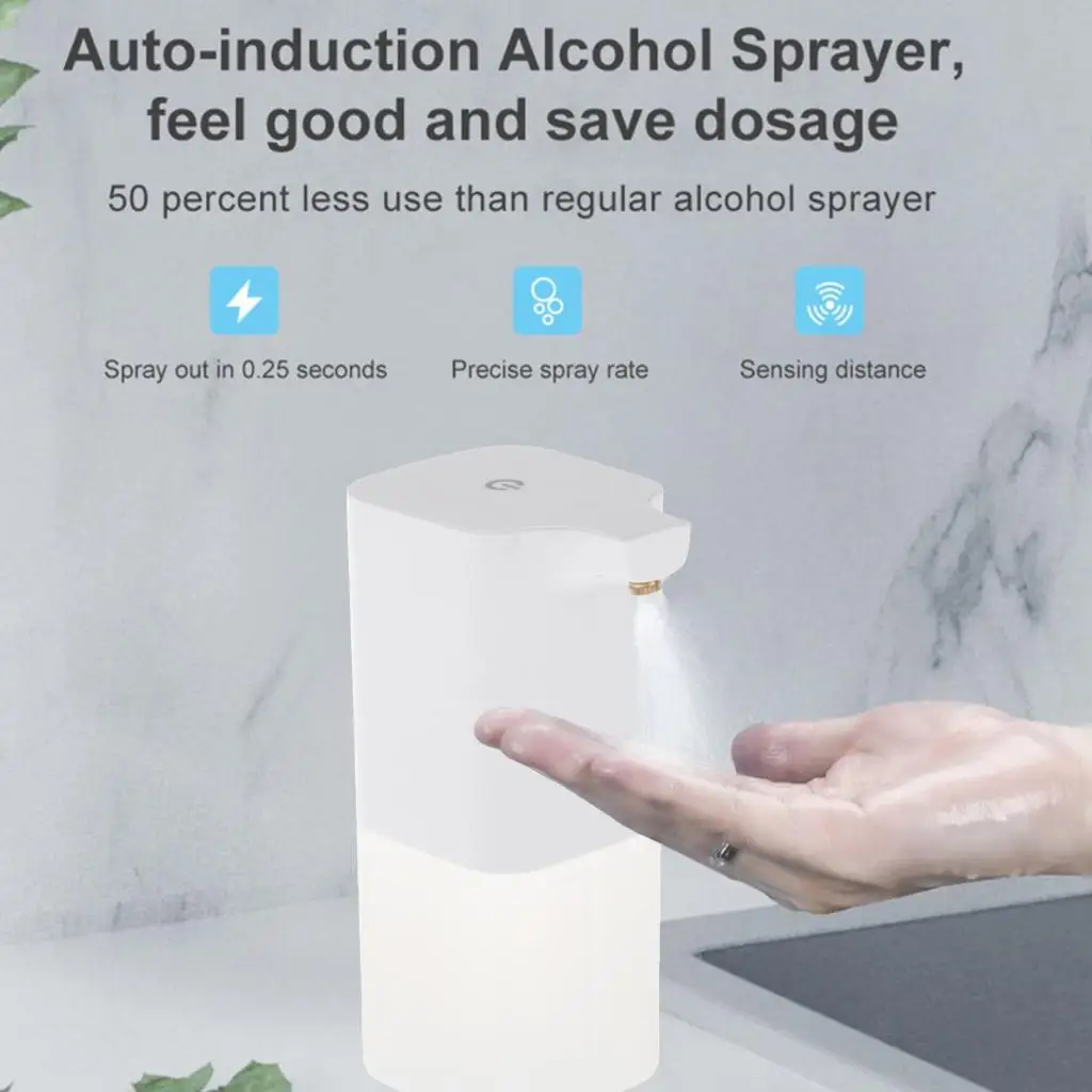 

Automatic Alcohol Spray Touchless, 350ml Large Capacity Alcohol Dispenser - Waterproof Countertop Soap Dispenser for Kitchen