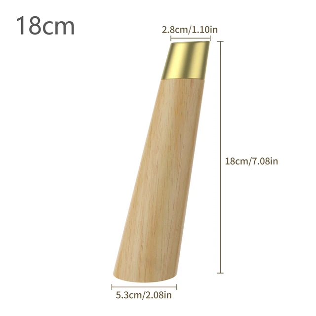 1Pcs 10-20cm Straight feet Solid Wood Furniture Legs,With Pure Copper Protective, For Cupboard Sofa legsTable Fittings Oak Feet oblique 18cm