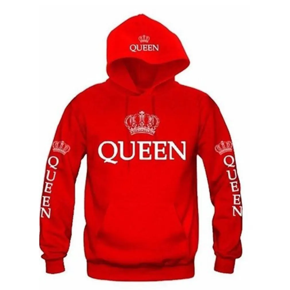 4 King queen толстовки с принтом модные толстовки с капюшоном с воротником из полиэфирного волокна свитер с длинными рукавами для влюбленных - Цвет: 4