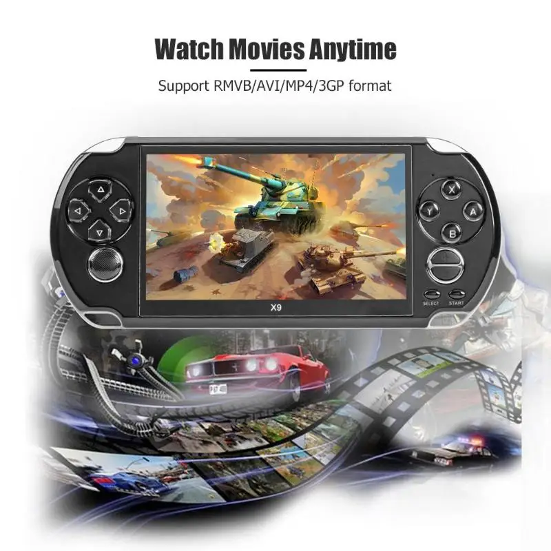 ALLOYSEED X9 Ретро портативная игровая консоль 5 "lcd цветной видео игровой плеер встроенный 3000 классические игры для детей MP5 игровая машина
