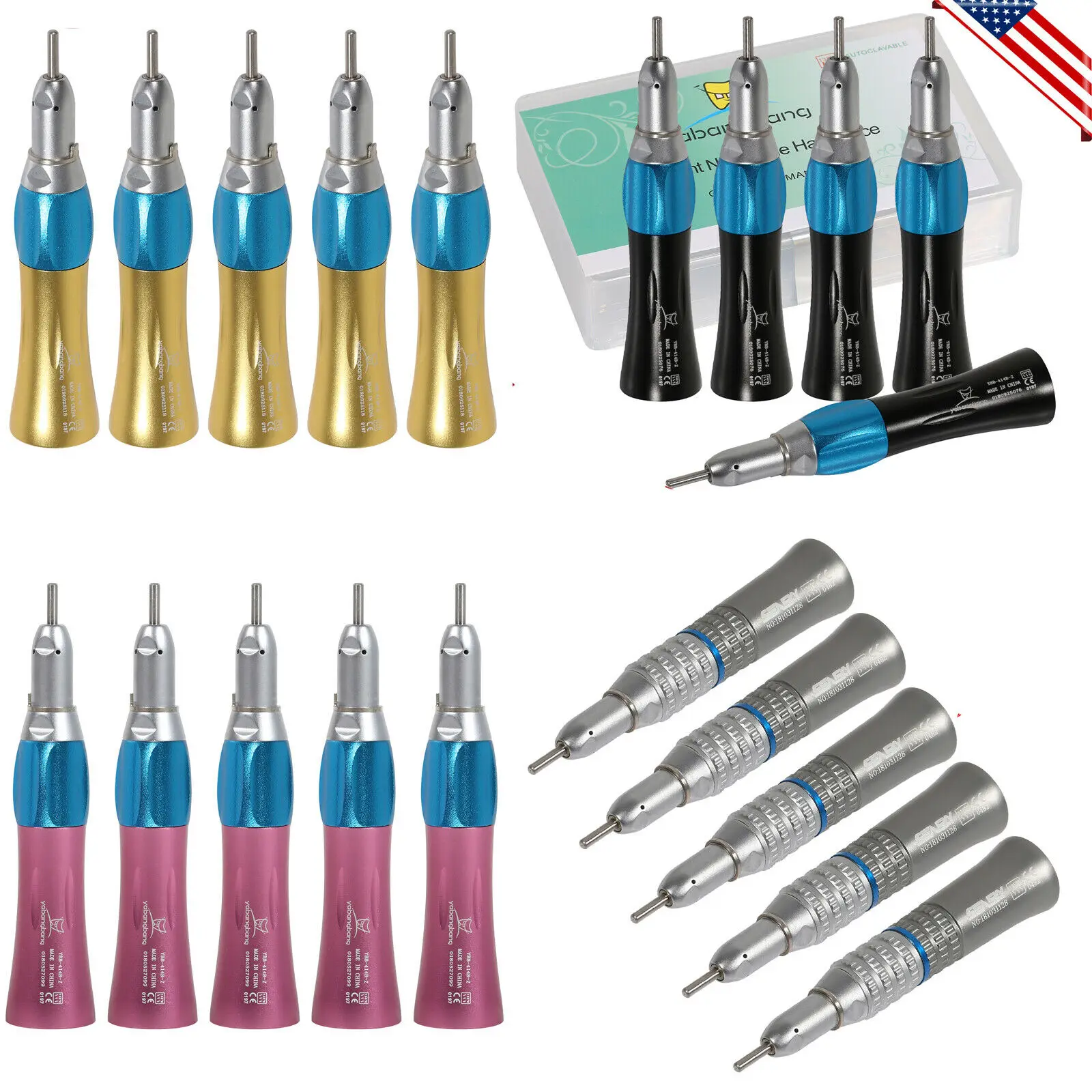 

5PCS Dental Slow Low Speed Standard Straight Nosecone Handpiece 1:1 Fit NSK E-type Motor