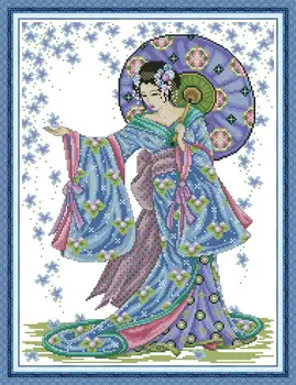 

Rain flower Printed Canvas DMC Counted Fabric Chinese Cross Stitch Kits printed Cross-stitch set Embroidery Needlework