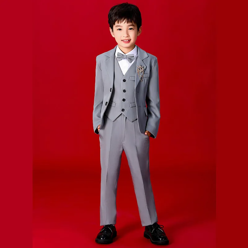

boys clothing grey Spring and Autumn New Boys Attend Wedding Suits Formal Occasions Dress Fashion Gentlemen Boys Suits Support