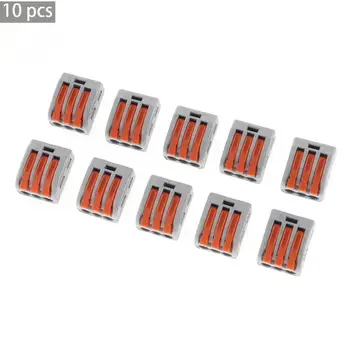 

10pcs HC222 400V Compact Wire Wiring Connector 3 Way Anti fire Reusable Conductor Terminal Block with Lever AWG 28-12 Hand Tool